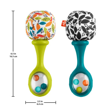 Fisher-Price Rattle ‘n Rock Maracas Set Of 2 Baby Rattles, Newborn Toys, Neutral Colors - Imagen 3 de 6