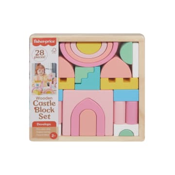 Fisher-Price  Coffret Château de Blocs en Bois, 28Éléments en Bois - Imagem 6 de 6