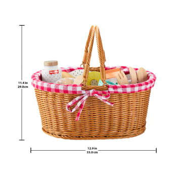 Fisher-Price Wood Pretend Play Toy Picnic Basket, 31-Piece Wooden Food Playset For Preschool Kids Ages 3+ Years - Image 6 of 6