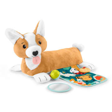 Fisher-Price Baby Tummy Time Toys, 3-in-1 Puppy Wedge With Rattle TeeTher & Mirror
