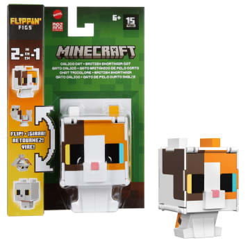 Minecraft Flippin’ Figs Figures Collection, 2-in-1 Fidget Play, 3.75-in Scale & Pixelated Design (Characters May Vary)