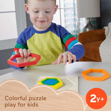 Fisher-Price Wooden Mini Rainbow Jigsaw Puzzle Hexagon For Toddlers & Kids, 5 Wood Pieces - Image 2 of 6