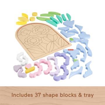 Fisher-Price Wooden Flower Puzzle Blocks For Preschool Kids, 37 Wood Pieces - Image 5 of 6