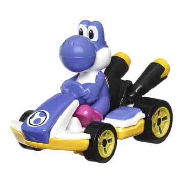 Hot Wheels Mario Kart Vehículo de Juguete Yoshi Estándar Kart Azul Obscuro