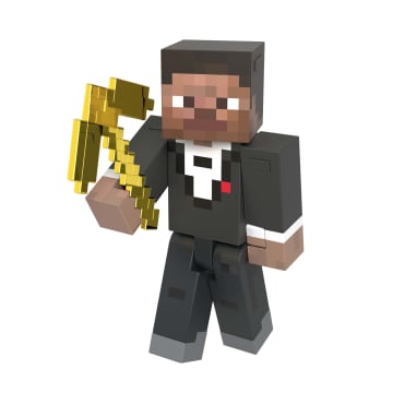 Minecraft Diamond Level Tuxedo Steve Action Figure, Die-Cast Gold Accessory, 5.5-in Collector Scale - Image 3 of 5