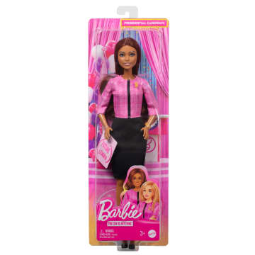 Barbie Future Leader Doll With Light Brown Hair, 2 Golden Bracelets & Pin, Includes Sticker - Imagem 6 de 6