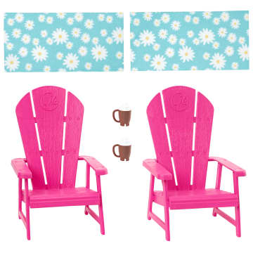 Barbie World Pink Chair Playset With 6 Accessories Including Furniture, Blankets, & Mugs - Imagem 4 de 6