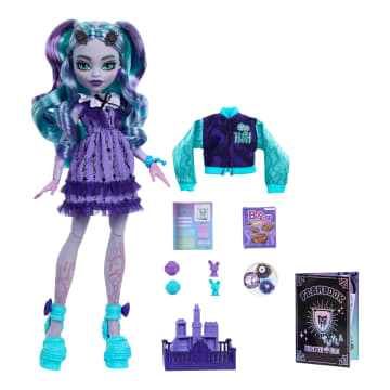 Monster High Fearbook Twyla Fashion Doll With Varsity Jacket, Yearbook, And Game Accessories - Image 2 of 6