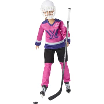 Barbie Tim Hortons PWHL Fashion Doll in Pink, Purple, & Teal Hockey Jersey, includes Hockey Accessories