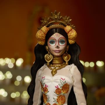 Barbie Signature Día De Muertos 2025 Collectible Doll in Ruffled Cream Gown - Image 2 of 6
