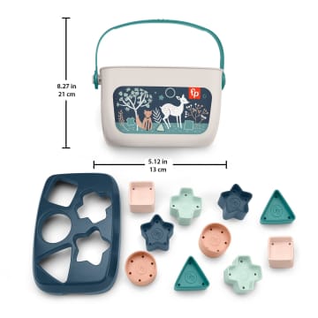 Fisher-Price Baby's First Blocks Infant Shape-Sorting Toy, Navy Fawn, Set Of 10