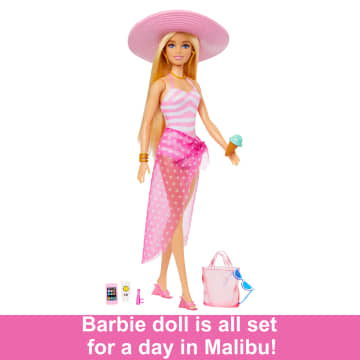 Blonde Barbie Doll with Swimsuit and Beach-Themed Accessories | Mattel
