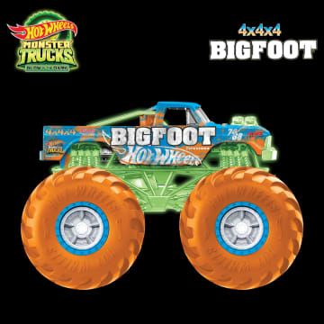 Hot Wheels Monster Trucks Die-Cast 1:64 Scale Toy Truck That Glows in The Dark - Imagen 2 de 6