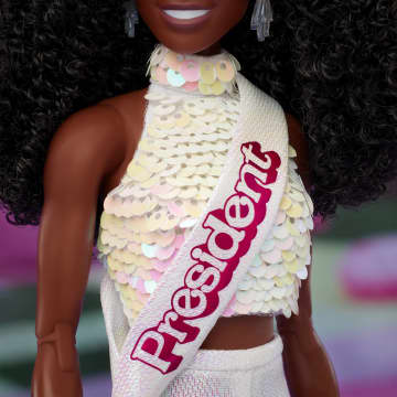 Barbie The Movie President Collectible Doll, Issa Rae As President Barbie Wearing Shimmery White  Blouse & Short Set - Image 4 of 6