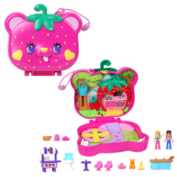 Polly Pocket Dolls And Playset, Travel Toys, Straw-Beary Patch Compact - Image 1 of 6