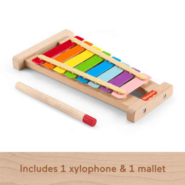 Fisher-Price Wooden Xylophone, Musical instrument Toy For Toddlers, 2 Wood Pieces - Image 5 of 6