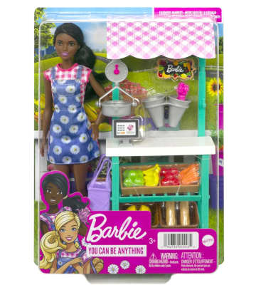 Barbie Farmers Market, Doll (Brunette), Stand, Register & More, 3 & Up