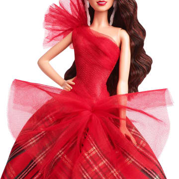 Barbie 2024 Holiday Barbie Dolls, Seasonal Collector Gift, Barbie Signature, Plaid Gown With Red Bow - Image 3 of 6