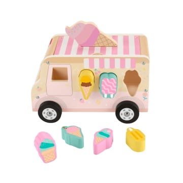 Fisher-Price Camion de Glaces Trieur de Formes en Bois, 8 Éléments - Imagen 4 de 6