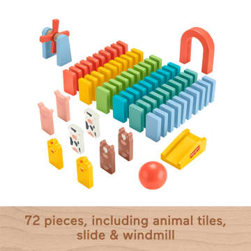 Fisher-Price Wooden Domino Run Playset, Preschool Building Game, 72 Wood Pieces - Image 5 of 6