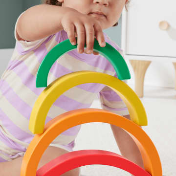 Fisher-Price  Arc-en-Ciel à Empiler en Bois, 6Éléments en Bois - Image 3 of 6