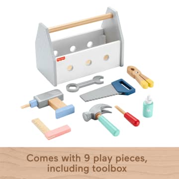 Fisher-Price Wooden Tool Box Set For Preschool Pretend Play, 9 Wood Pieces - Imagen 5 de 6