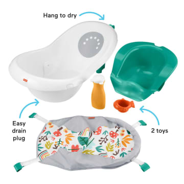 Fisher-Price 4-In-1 Sling ‘n Seat Tub Baby To Toddler Bath With 2 Toys, Whimsical Forest