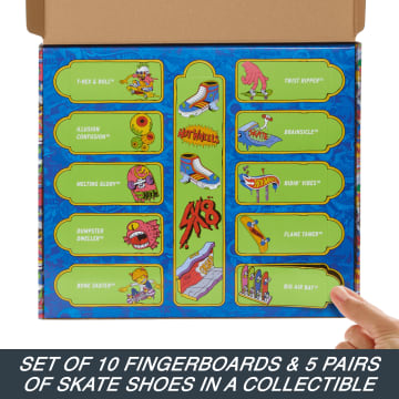 Hot Wheels Skate Fingerboards, Set Of 10 Finger Skateboards With 5 Pairs Of Removable Skate Shoes (20 Pieces Total) - Image 2 of 6