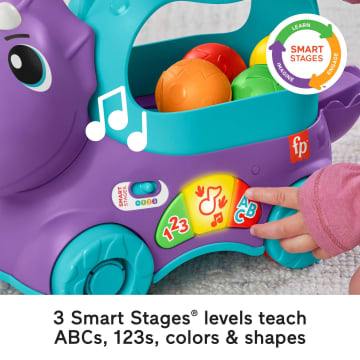 Fisher-Price Toddler Learning Toy, Dinosaur Pull Toy English & French Version, Poppin’ Triceratops