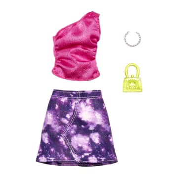 Barbie Fashion & Beauty Accesorios para Muñeca Falda Morada y Top Rosa