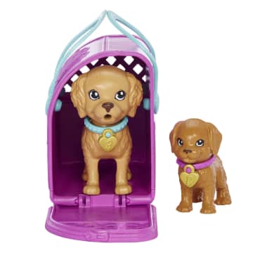 Barbie-Nouvelle Adoption-Coffret Poupée, 2 Chiots, Changement Couleur