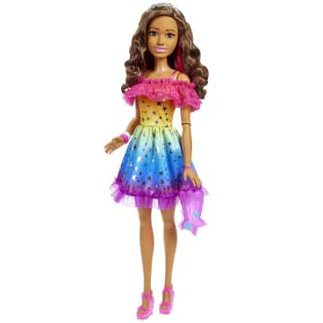 Barbie Poupée Grand Format 71,12 Cm, Brunette, Robe Arc-en-Ciel