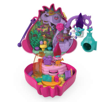 Polly Pocket & Dreamworks Trolls Compact Playset With Poppy & Branch Dolls & 13 Accessories - Image 2 of 6