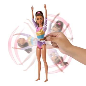 Barbie Coffret de Jeu Gymnaste, Poupée Mode, Brunette, 10Accessoires - Imagem 3 de 6
