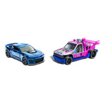 Hot Wheels Pull-Back Speeders 2 Toy Cars in 1:43 Scale, Pull Cars Backward & Release To Race - Image 4 of 6