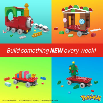 MEGA Pokémon Holiday Train Building Set With 373 Pieces And Festive Surprises - Imagem 3 de 6
