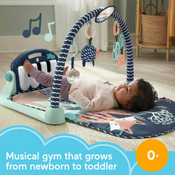 Fisher-Price Baby Gym Playmat With Kick & Play Piano And Tummy Time Toys, Navy Fawn