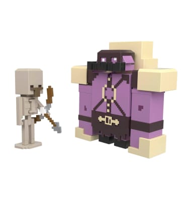 Minecraft Legends Figura de Brinquedo Pacote Fidget Porco-Tatu vs Esqueleto de 3.25