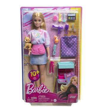 Barbie Malibu Coffret de Jeu Poupée Coiffeuse et 14 Accessoires - Imagem 6 de 6