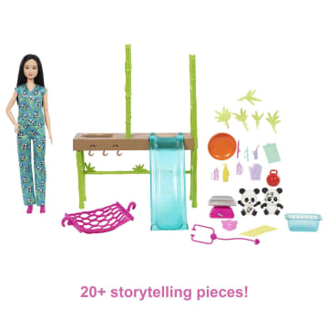 Barbie® Doll and Accessories, Panda Care and Rescue™ Playset With Color-Change and 20+ Pieces