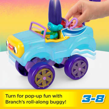Imaginext Dreamworks Trolls Branch Figure And Buggy Toy Car With Projectile Launcher, 4 Pieces