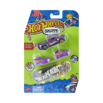 Hot Wheels Skate Vehículo de Juguete Patineta de Colección FELINE RISKY™ + SOLID MUSCLE™ con Diecast