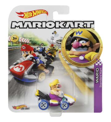 Hot Wheels Mario Kart Veículo de Brinquedo Kart Padrão Wario