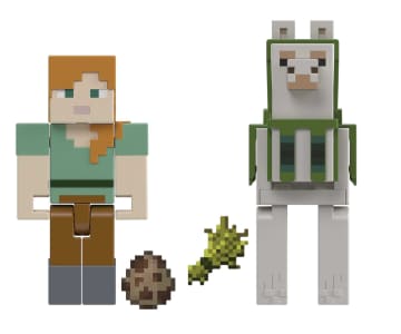 Minecraft Vanilla Figura de Brinquedo Pacote Alex e Lhama de 3.25"