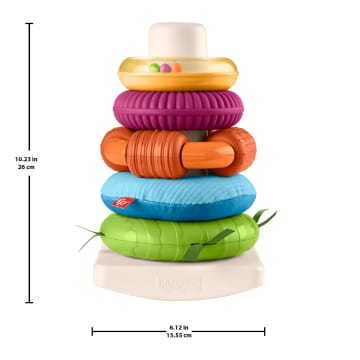 Fisher-Price Sensory Rock-A-Stack Roly-Poly Stacking Toy With Fine Motor Activities For Babies - Imagen 5 de 6