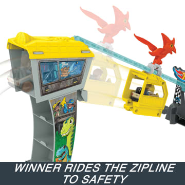 Hot Wheels Racerverse Jurassic World Blue’s Raptor Rush Track Set With 2 Toy Die-Cast Vehicles