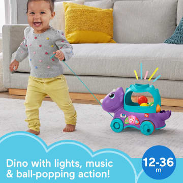 Fisher-Price Toddler Learning Toy, Dinosaur Pull Toy English & French Version, Poppin’ Triceratops
