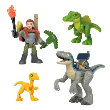Imaginext Jurassic World Owen Grady & Blue, Track & Trail Dino Pack, 12-Piece Dinosaur Toys - Imagem 6 de 6