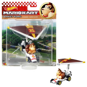 Hot Wheels Mario Kart Vehículo de Juguete Donkey Kong B-Dasher con Super Glider