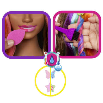 Barbie Styling Head Muñeca Arcoíris Neon Castaña